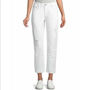 Time and Tru Women’s Destructed Boyfriend White Jeans